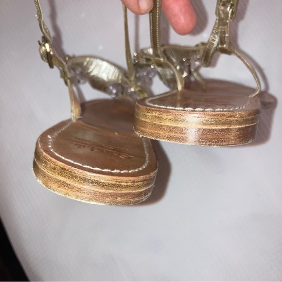 il Sandalo Tesorone Brothers Italy Crystals Chandelier Thong Sandals 9 Gold - Picture 9 of 12